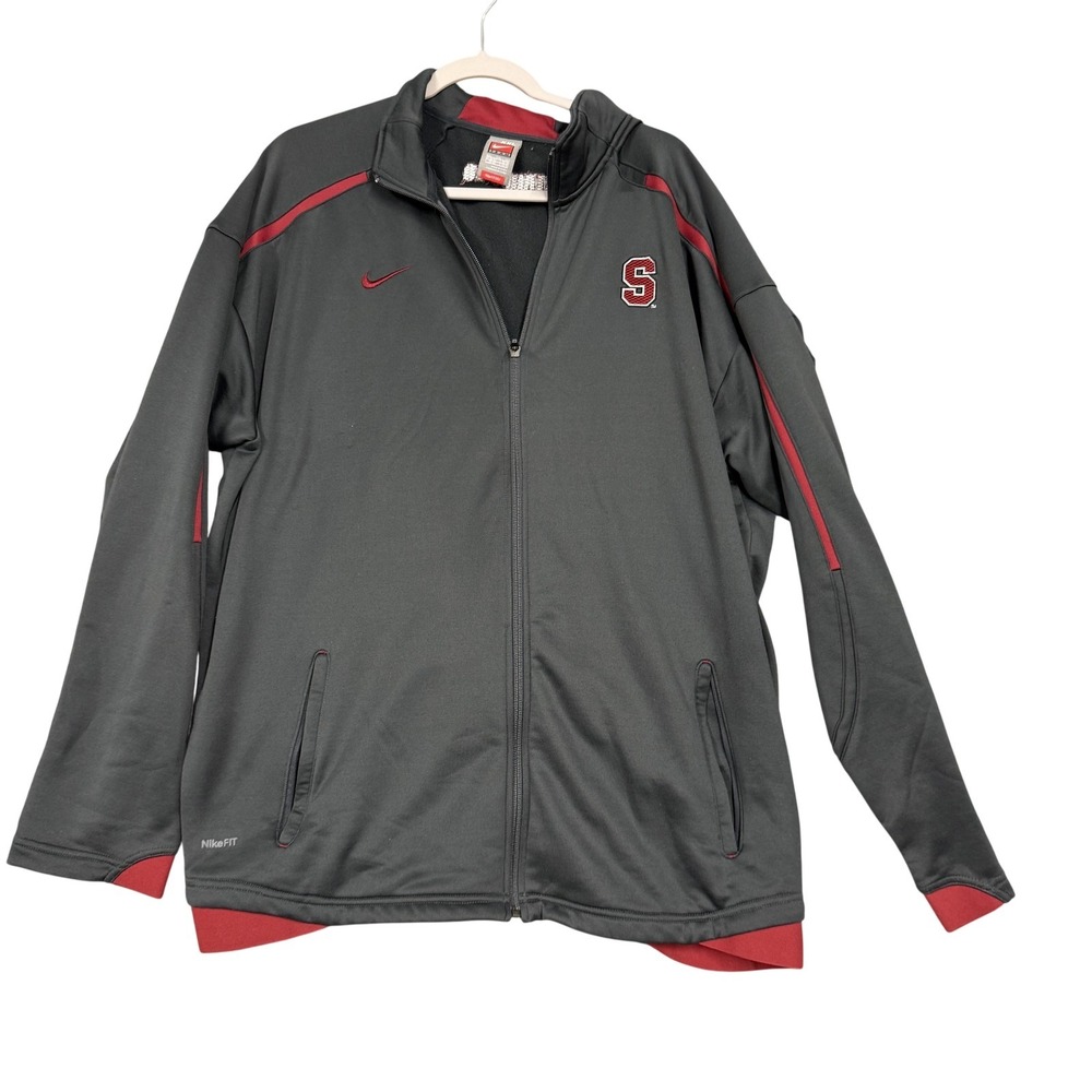 Stanford Jacket Mens 2XL Gray‎ Basketball Full Zip Warm Up NikeFIT DRY Nike